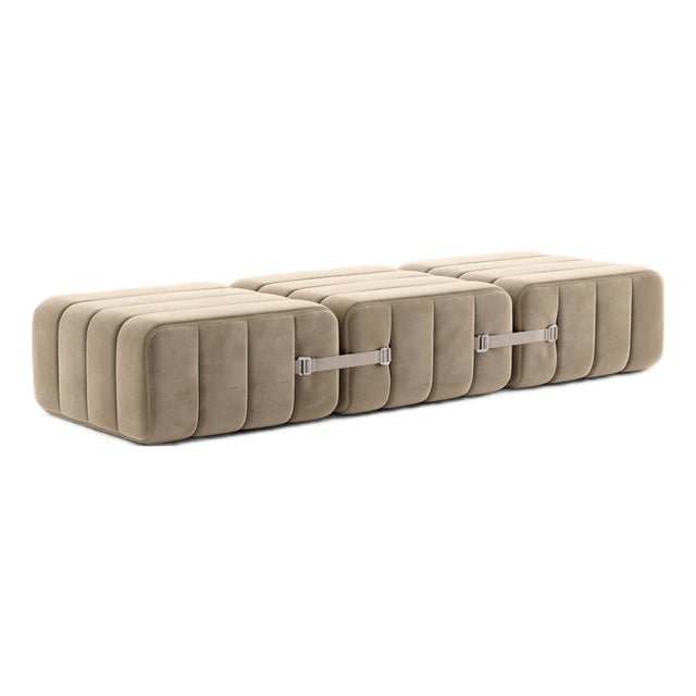 Curt Modular Set - Flexible Bench - Barcelona - Vole - V3347/15 (Grey / Brown) by Ambivalenz, Set of 3 For Sale