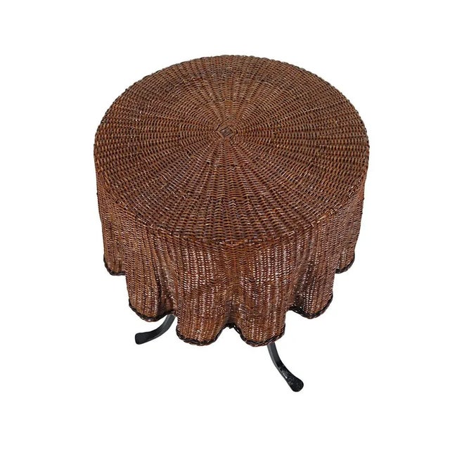 Cast Iron & Rattan Coffee Table For Sale - Image 4 of 10