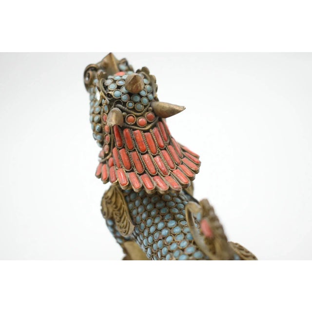 Metal Early 20th Century Foo Dog Snuff Bottle/ Incense Bottle For Sale - Image 7 of 8