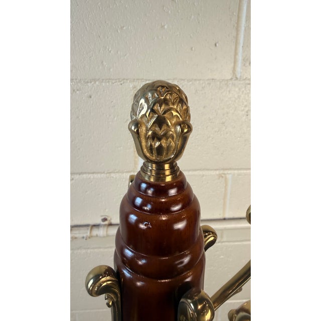 Traditional Traditional Mahogany Coat Rack With Brass Hooks, Break-Down Design For Sale - Image 3 of 5