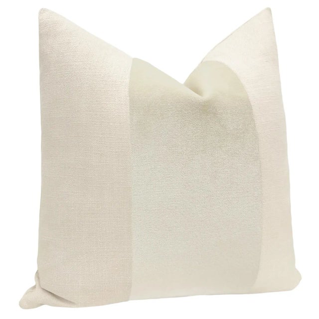 Contemporary 22" Alabaster Venetian Velvet Panel & Linen Pillow - a Pair For Sale - Image 3 of 5