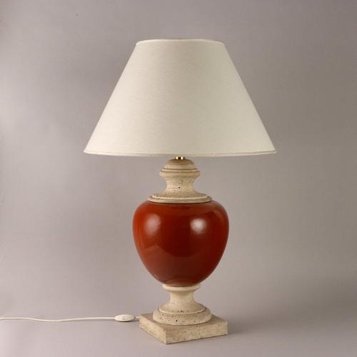 Stone Vintage Table Lamp in Travertine with Marble, 1960s For Sale - Image 7 of 8