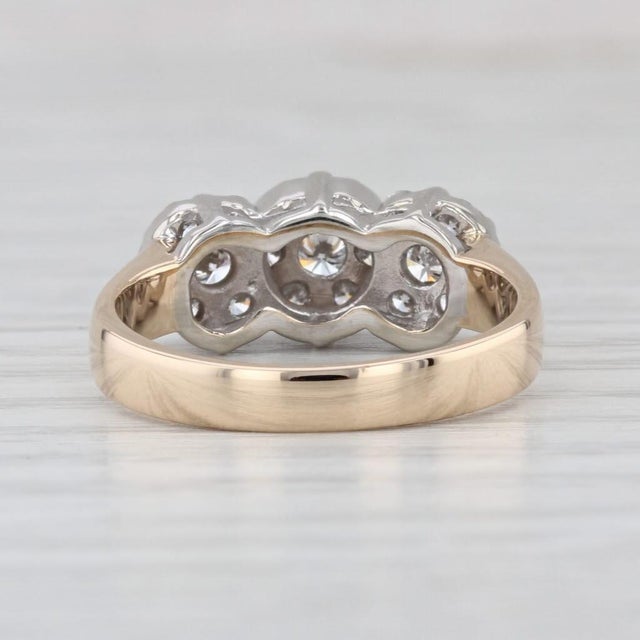 0.75ctw Diamond Flower Clusters Ring 14k Yellow White Gold Size 7.25 Engagement For Sale In Greensboro - Image 6 of 8