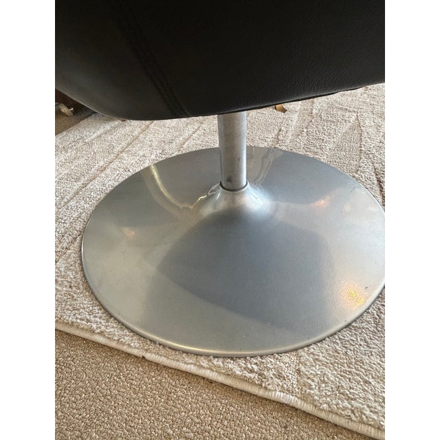 Vintage Danish Bolia Black Leather Swivel Club Chairs For Sale - Image 11 of 14