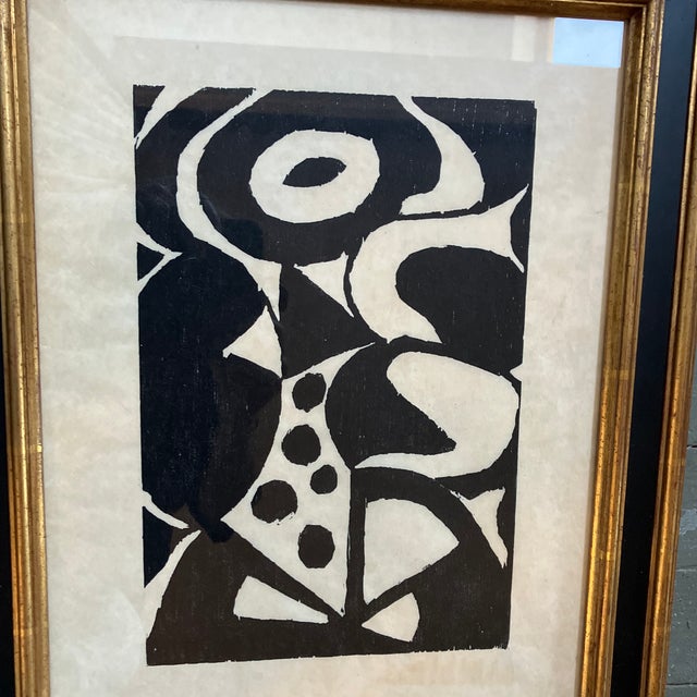 Original wood block print on paper image approximately 8 x12 on approximately 12 x 16 paper unsigned Overall size with...