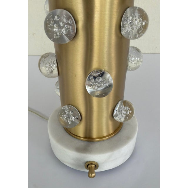 Revelation Modern Satin Brass and Crystal Bubble Glowing Table Lamp For Sale - Image 4 of 6