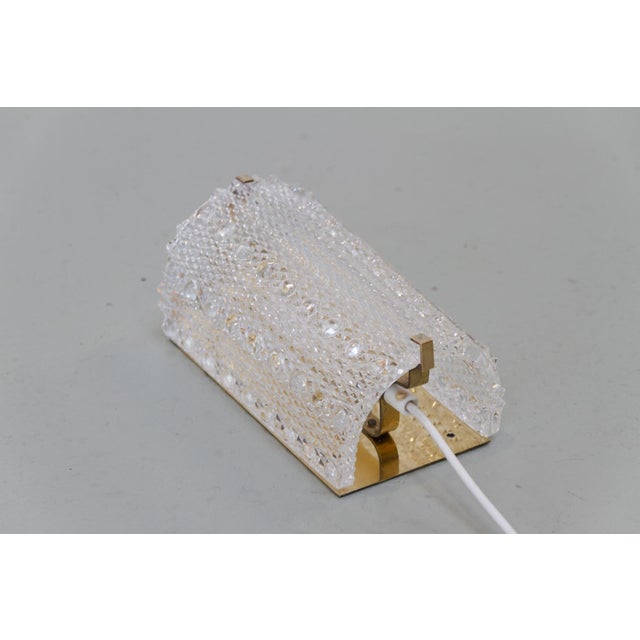 Metal Mid-Century Danish Glass and Brass Sconce by Carl Fagerlund for Orrefors, 1960s For Sale - Image 7 of 15