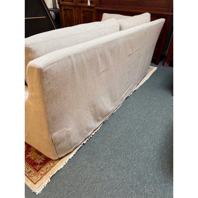 Off-white Restoration Hardware Belgian Slipcover Sofa For Sale - Image 8 of 14