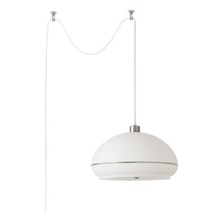 1960s Morelli Pendant Swag Kit Light - Modern Satin Nickel Steel, Lucite Shade, Dimmable For Sale