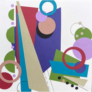 Box Spring Trampoline by Amy Hutcheson | Paper collage on wood cradle Abstract shapes and colors. For Sale