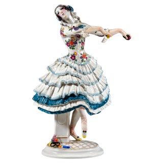 Ballet Carnival Chiarina Figurine attributed to Paul Scheurich for Meissen, 1930s For Sale