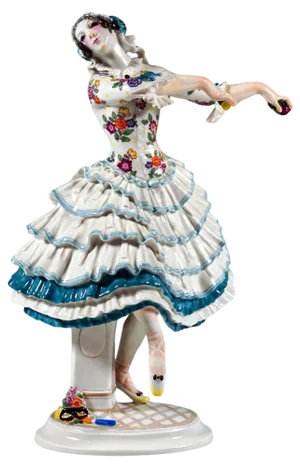 Ballet Carnival Chiarina Figurine attributed to Paul Scheurich for Meissen, 1930s