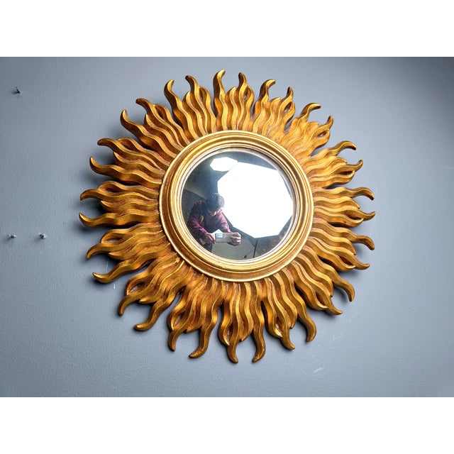 Vintage Gilded Resin Sunburst Mirror, 1960s For Sale - Image 10 of 10