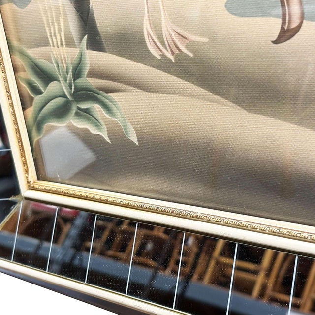 Mid Century White Flamingo Lithograph Print by Turner in Mirror Frame For Sale In Los Angeles - Image 6 of 8