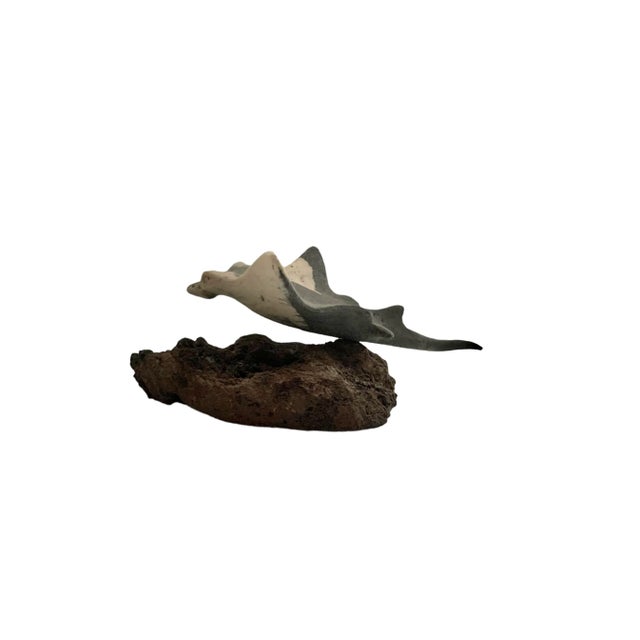 Nautical Late 20th Century Nautical Stone Stingray Sculpture on Lava Rock, Signed & Numbered, 12.5"w For Sale - Image 3 of 11