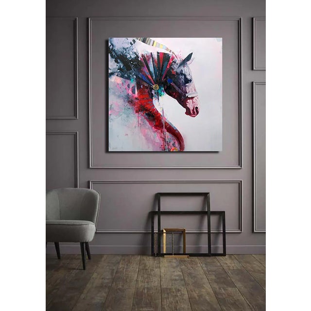 Quintessence, Contemporary Abstract Horse with Bold Colors, Layered Texture, 2019 For Sale - Image 6 of 8