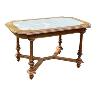 Antique Writing Table With Leather Top For Sale