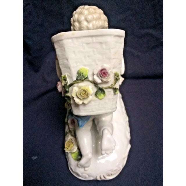 White Late 19th Century and Antique Sitzendorf Cherub Spill Vase For Sale - Image 8 of 9