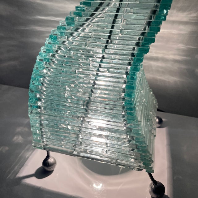 Pyramidal Table Lamp in Vintage Glass For Sale - Image 3 of 15