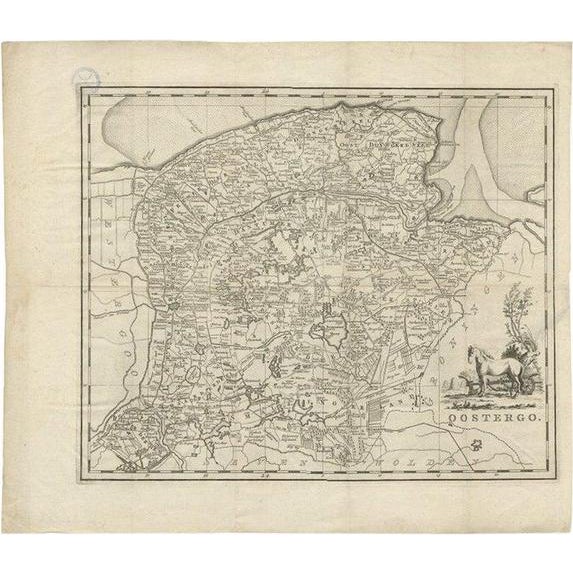 Antique Map of Oostergo, Friesland by Tirion, 1785 For Sale