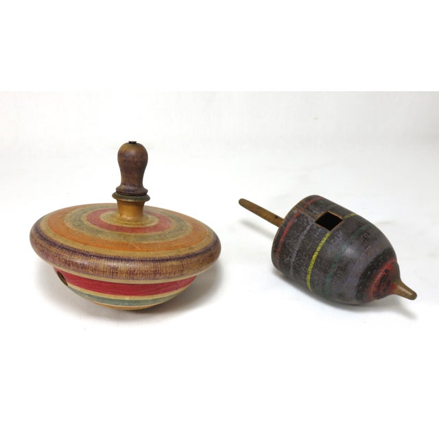 Antique Wood Spinning Top Toys a Pair Chairish