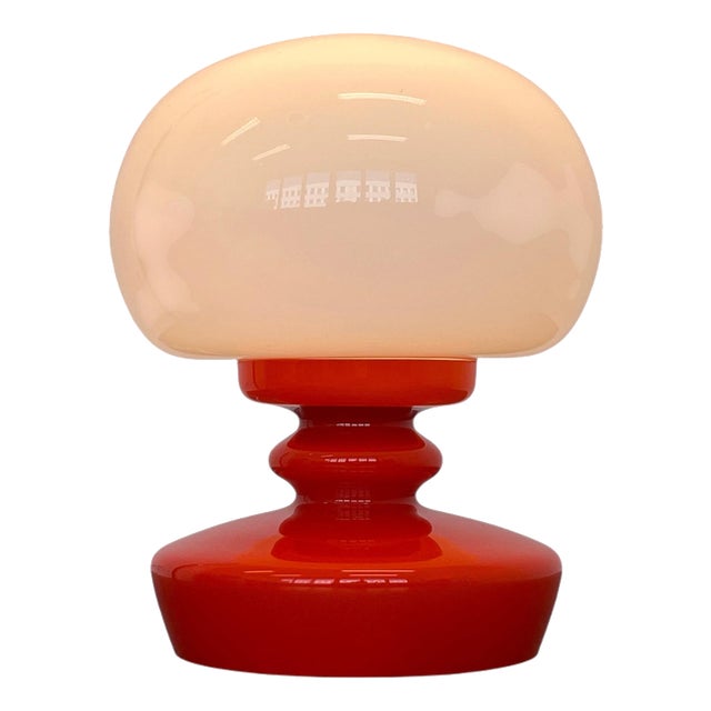 Opaline Glass Mushroom Table Lamp by Stepan Tabery, Former Czechoslovakia, 1970s For Sale
