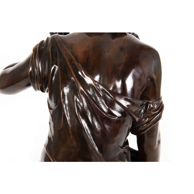 French Bronze Sculpture “La Fil De La Vierge” by Pierre-Emile Hebert Ca. 1880 For Sale - Image 9 of 18