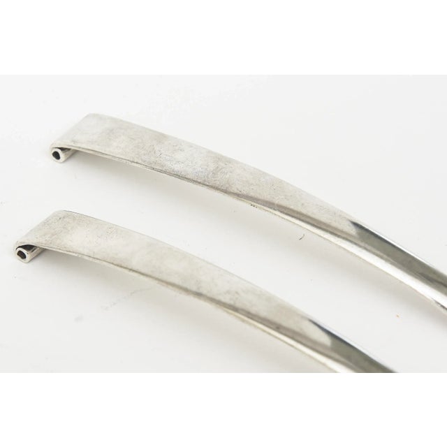 Metal Vintage Sterling Silver Modernist Salad Servers or Serving Pieces 80's For Sale - Image 7 of 9