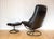 Metal Mid-Century Norwegian Black Leather Stressless Lounge Chair and Ottoman Set from Ekornes, 1980s, Set of 2 For Sale - Image 7 of 18