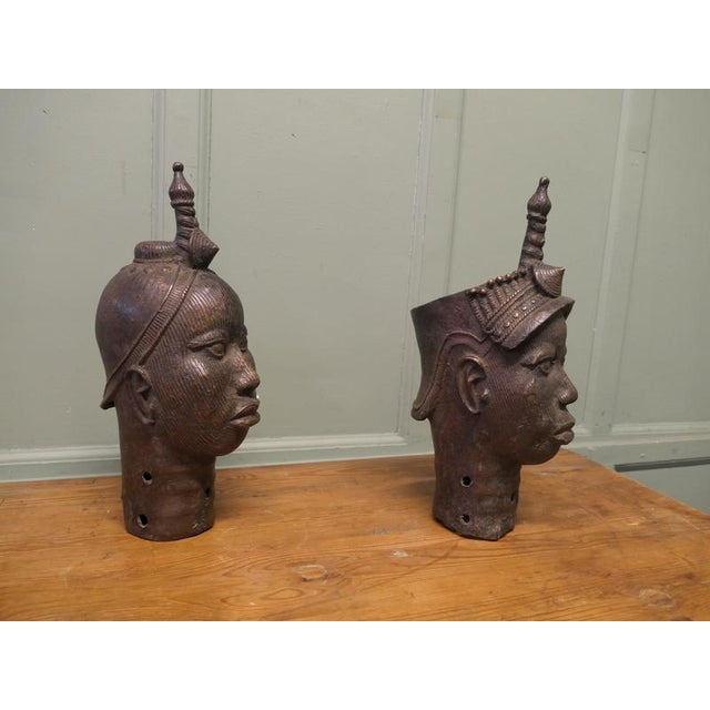 2 Beautiful Benin Bronze Heads Lost-wax Casting These are beautiful large pieces they are well cast using the traditional...