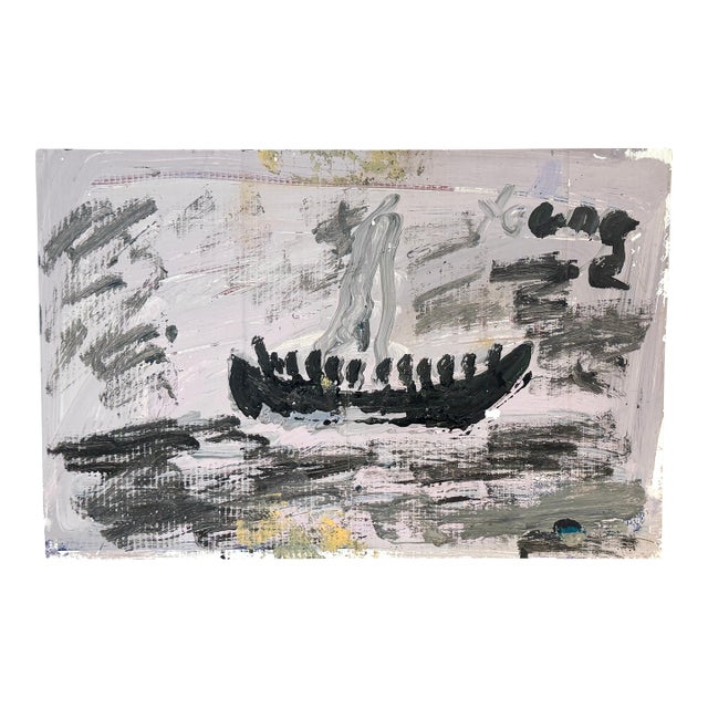 Purvis Young (1943–2010) Exodus Boat with Figures, Miami, 1980s For Sale