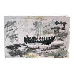 Purvis Young (1943–2010) Exodus Boat with Figures, Miami, 1980s