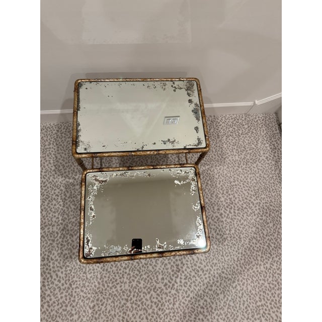 French Faux Bamboo/Faux Bois Heavy Metal Nesting Tables by Century Furniture For Sale - Image 3 of 9