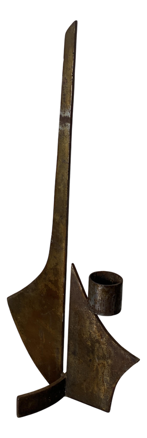 Large Brutalist Wrought Iron Sculptural Candleholder, 1970s