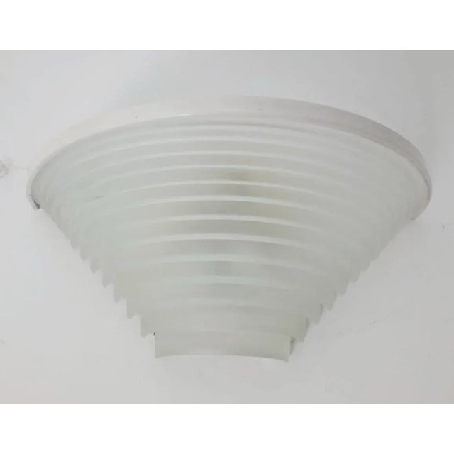 Italian vintage wall lights with white sanded glass shade on painted metal frame / Designed by Angelo Mangiarotti for...