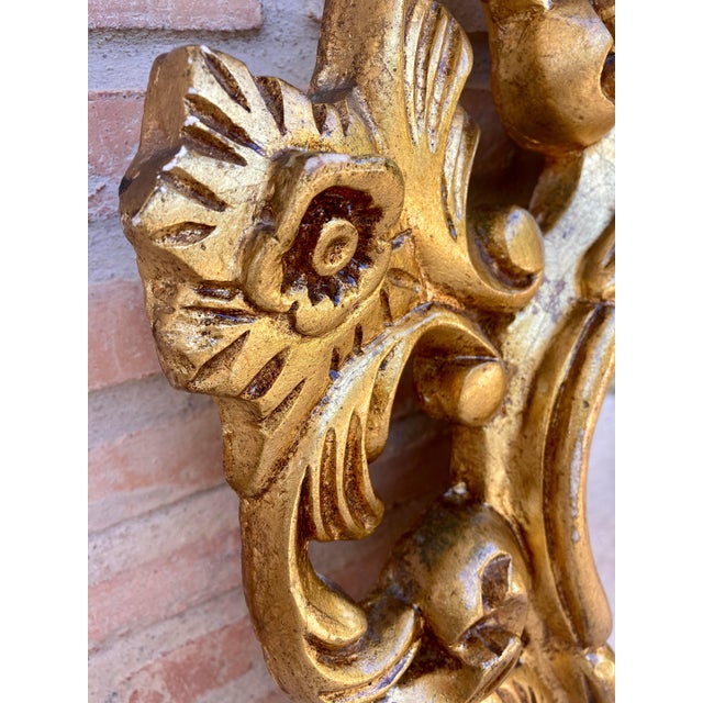 Mid-Century Antique Gold Cornucopia Mirror For Sale - Image 4 of 18