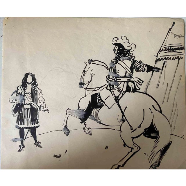 Norbert Meyre, Le Chevalier, Drawing, Mid 20th-Century For Sale