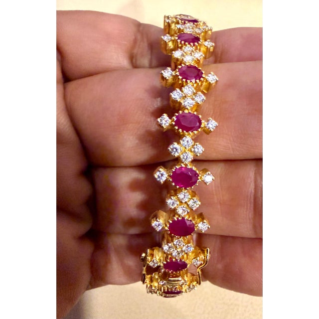 Natural Ruby & 5 Ct Diamond Bangle/Bracelet in 22 Karat Yellow Gold 29.4 Grams For Sale - Image 11 of 18