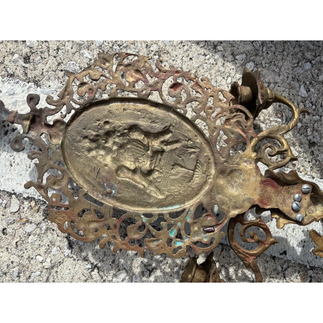 Metal Vintage Mid Century Brass Baroque Angel Sconce For Sale - Image 7 of 7