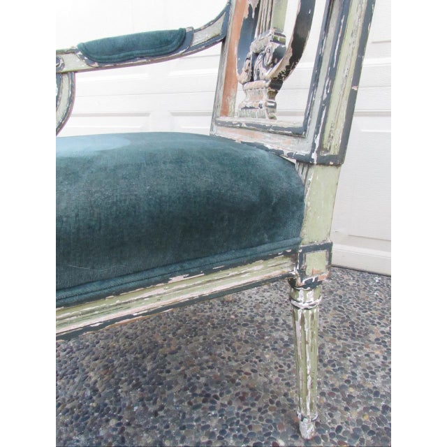 Pair of Antique French Crusty Painted Bergere Armchairs For Sale - Image 18 of 18