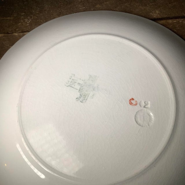 Ceramic Antique Anton Mehlem Bavarian German Luster Wall Art Cake Plate Featuring Cabbage Roses For Sale - Image 7 of 8