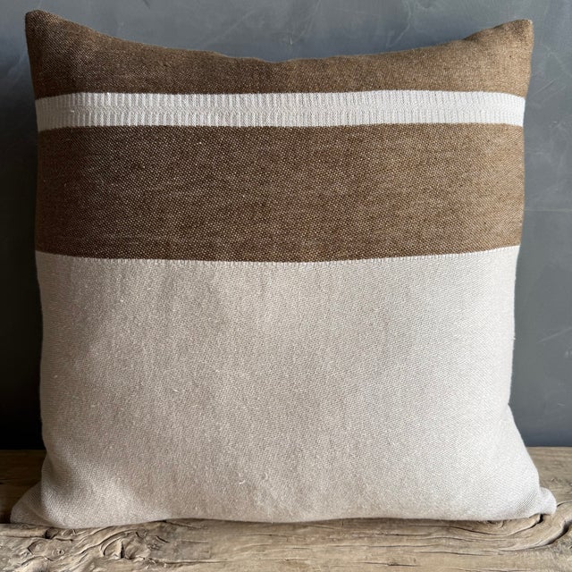 Not Yet Made - Made To Order Railroad Stripe Belgian Linen Pillow With Zipper For Sale - Image 5 of 5