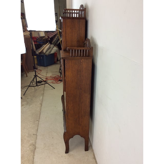 Antique Oak Side by Side With Bookcase and Drop Front Writing Desk For Sale - Image 9 of 12