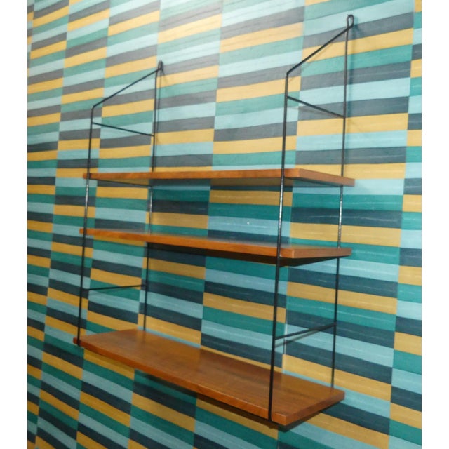 Black Vintage String Shelf in Walnut, 1960s For Sale - Image 8 of 12