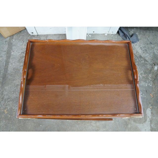 Mid 20th Century Mid 20th Century Baker Furniture Expandable Party Butler Mahogany Removable Serving Tray Table For Sale - Image 5 of 18