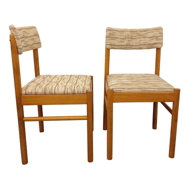 Vintage Baumann Chairs in Wood and Fabric, 1960s, Set of 2 For Sale