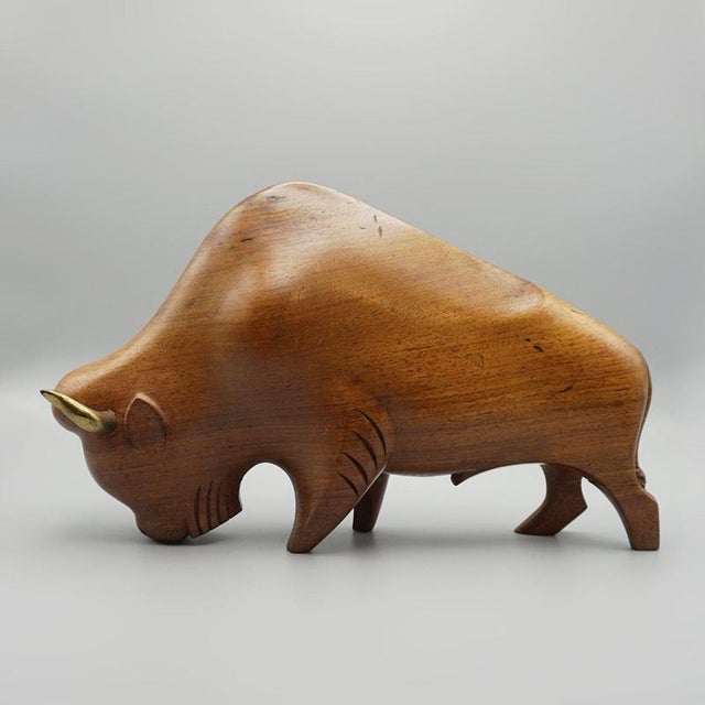 Carved Bison by Laszlo Hoenig, 1930s For Sale - Image 9 of 9