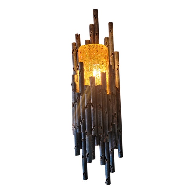 Brutalist Wall Lamp attributed to Marcello Fantoni, 1960s For Sale