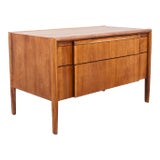 1960s Vintage Two Drawer Walnut End Table / Commode by Barney Flagg for Drexel, Parallel Collection For Sale