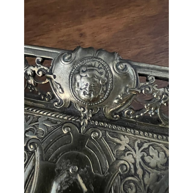 Antique Brass Double Inkwell Stand For Sale - Image 9 of 18